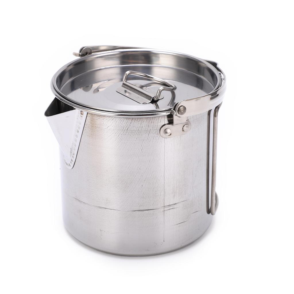 Camping Kettle Stainless Steel HeatResistant Anticorrosion Durable Sturdy Portable Hiking Pot