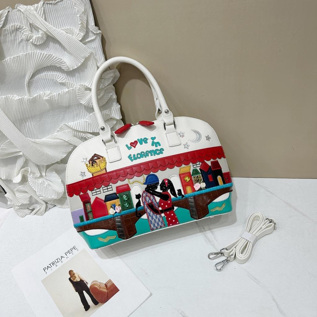 Premium Temperament Handbag Bag Women'S Splicing Embroidery Women'S Bag Large Capacity Shell Bag Messenger