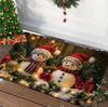 Christmas Doormat with Santa Claus Holiday Floor Mat Suitable for Red Background with Green Front Doors Holiday Home Decoration