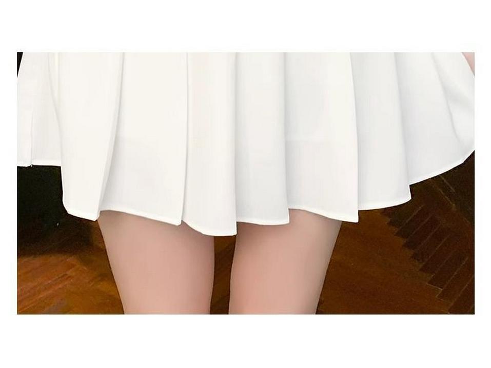 Stylish Korean Summer 2026 Petite Two-Piece: Short-Sleeve Top & Pleated Skirt Suit