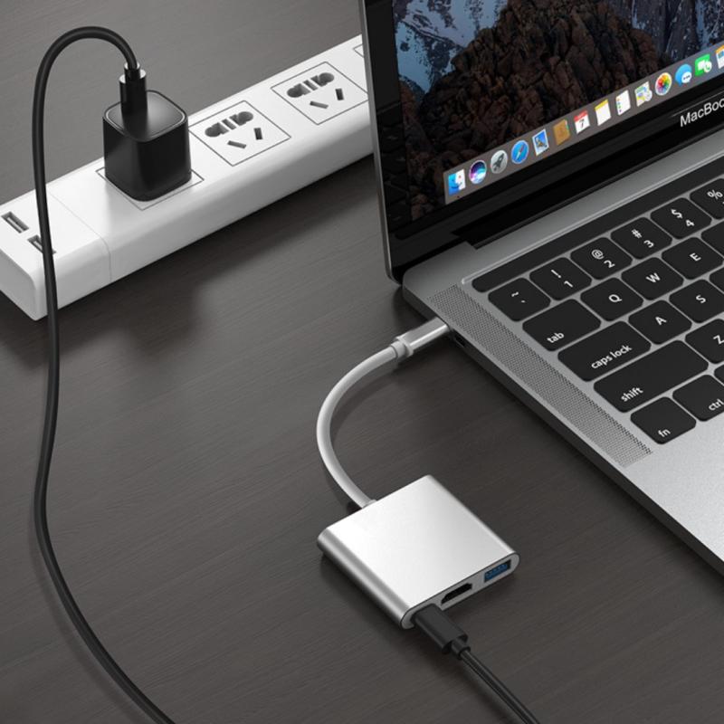 1ks Typ C Na Hd Konvertor Rozšiřující Otg Adaptér 3 V 1 Typ C 3.0 Hub S Hdmi 4K Rozbočovačem Čtečka Karet USB Disku PD Nabíjecí Dok
