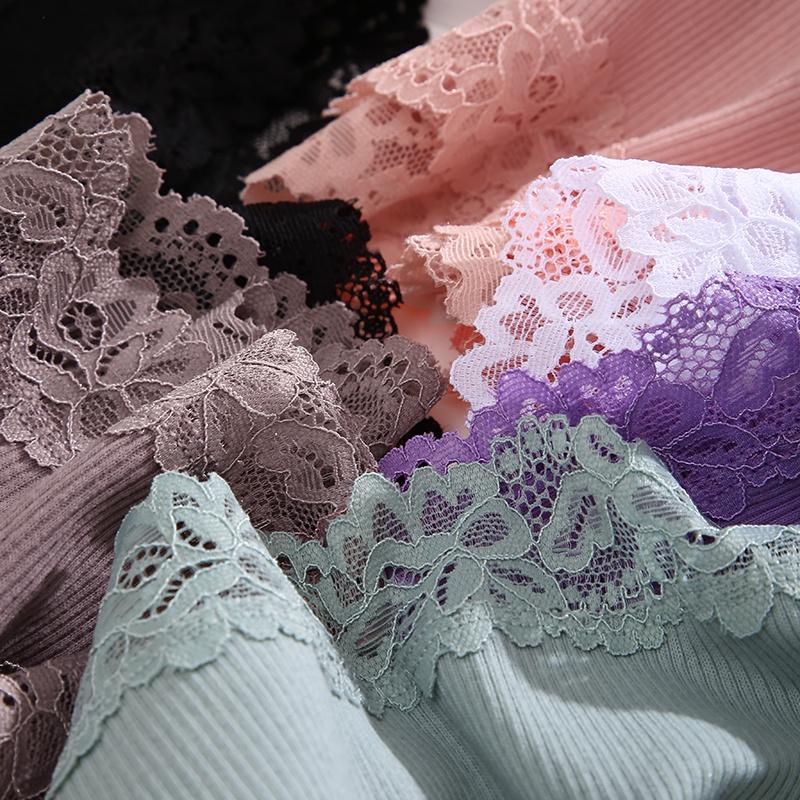 FINETOO Cotton Panties for Women Floral Lace Briefs Comfortable Underwear Female Underpants Solid Color Pantys Lingerie S-XL