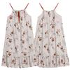 Women's Plus Size Cotton Silk Spaghetti Strap Floral Ruffled Nightgown with Adjustable Straps