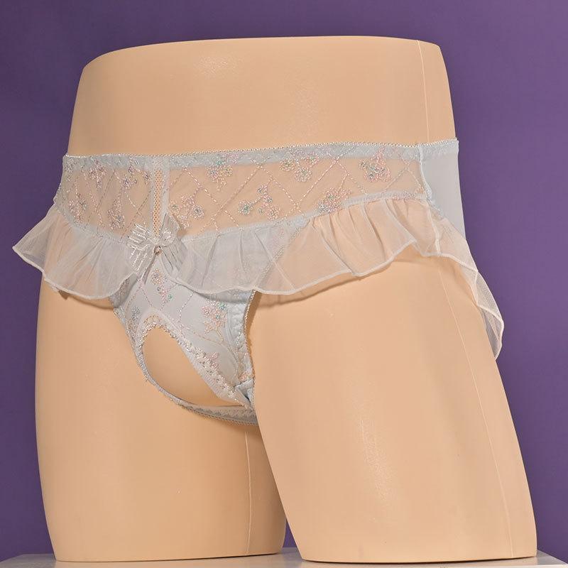 Japanese Lolita Anime Panties For Men Women Sexy Lace Crotchless Briefs Girly Maid Cosplay Lingerie Crossdress Sissy Underpant