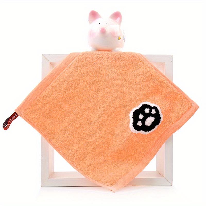 4pcs 100% Cotton Animal Embroidery Hand Towels Ultra Soft Absorbent Quick Dry Face Bath Towels, Compact Lightweight Square Towels with Bear,Cat,Panda