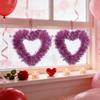 Valentines Red Heart Shaped Wreath Decorative LED Hanging Love Garland for Wedding Engagement Window Decoration