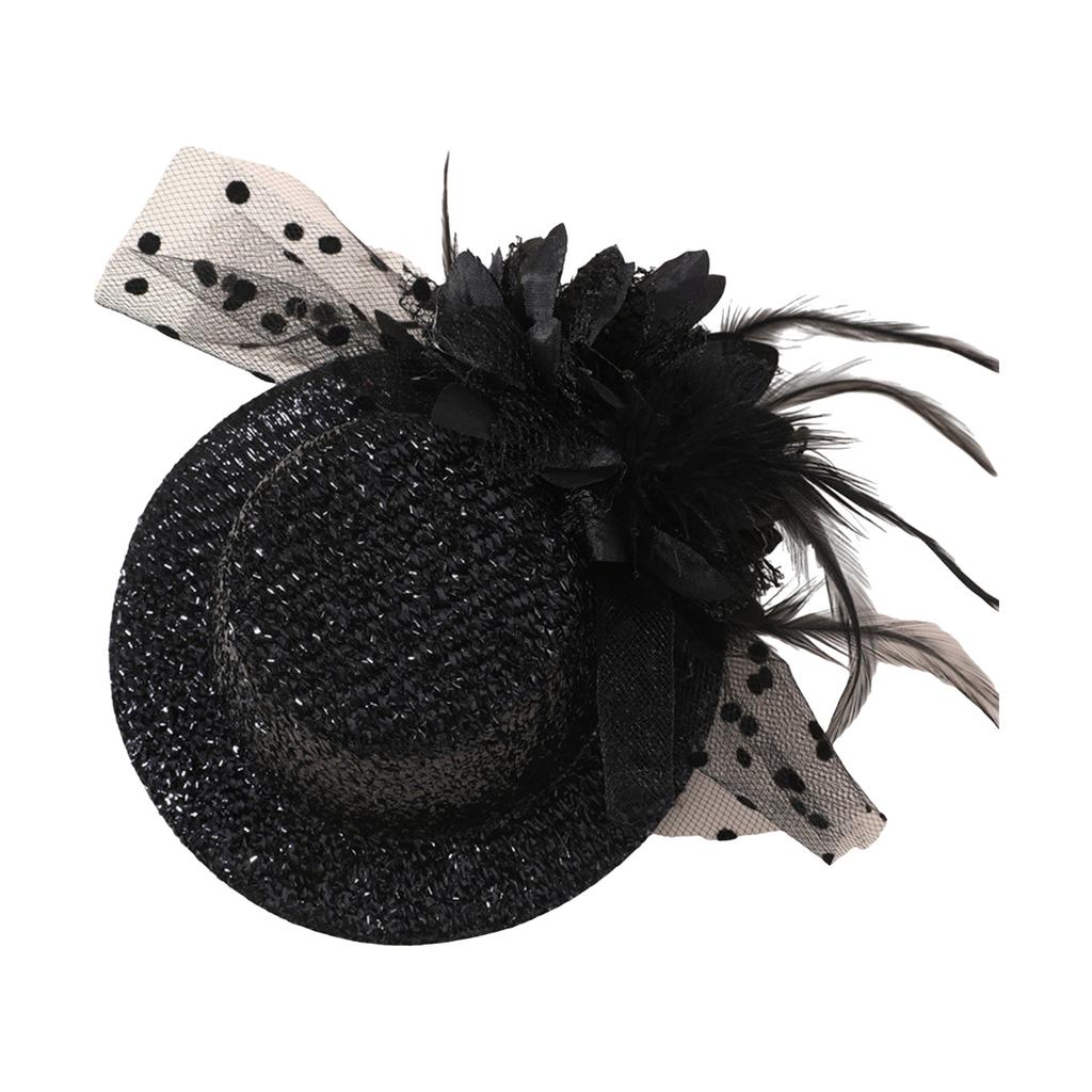 20s Theme Party Mesh Fascinator Hat Hair Clip with Flower Clipon Hat Masquerades Cocktail Party Dressingup Accessories