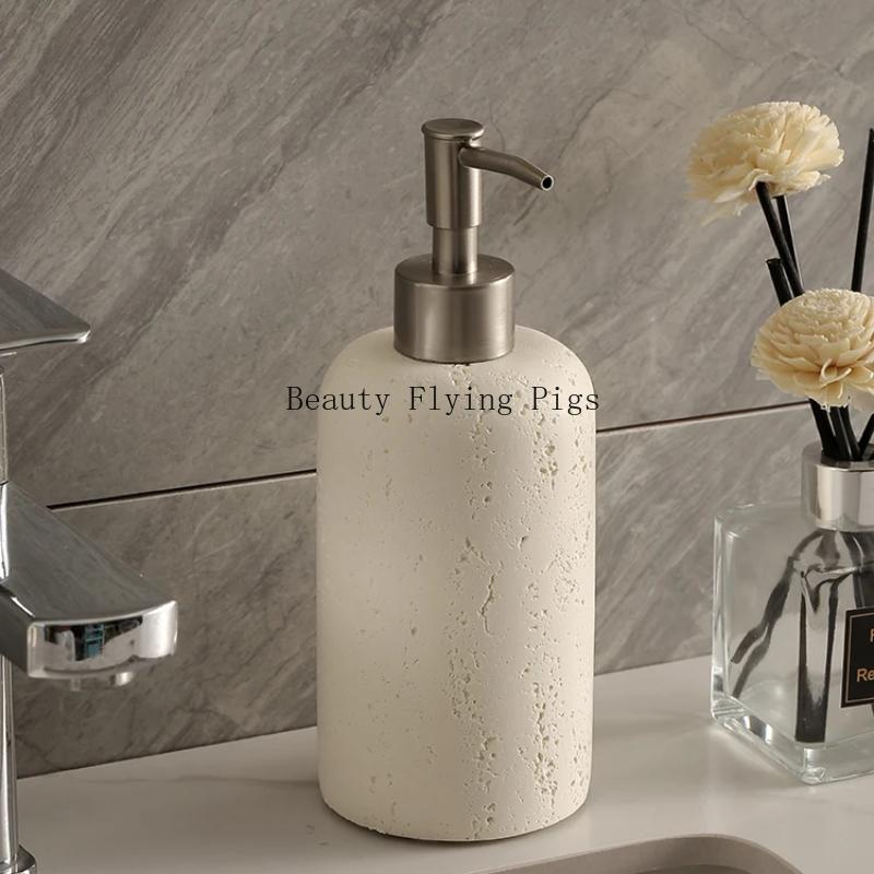 1pc Natural Stone Shower Gel Distribution Bottle, Household Storage Bottle, Bathroom Decoration, Liquid Distribution Bottle