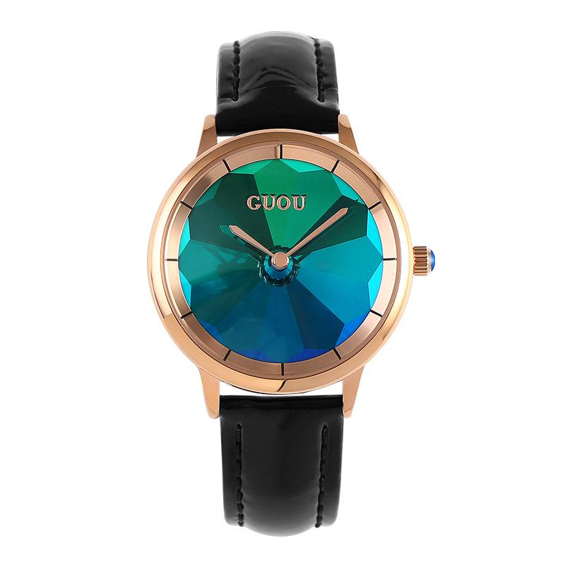 Reloj de Mujer Simple Temperamento Correa de Acero Reloj de Mujer Esfera Colorida Verde Moda Reloj Impermeable Mujer