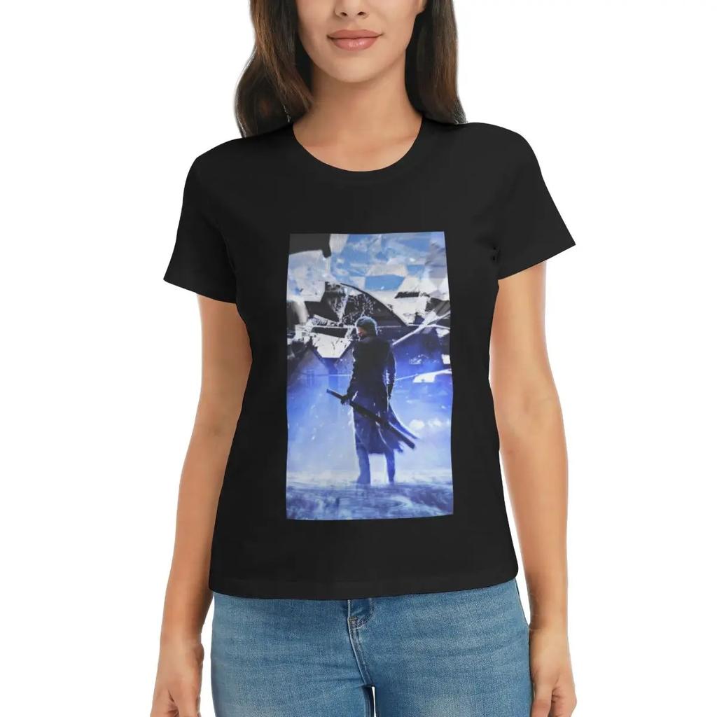 Damen T-Shirt Vergil Aus der Devil May Cry Serie Sommer Kurzarm T-Shirts Rundhals Baumwoll T-Shirts Kleidung Tops Streetwear