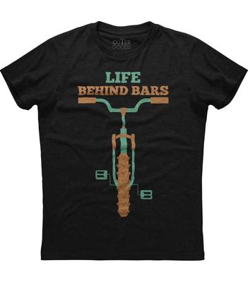 Life Behind Bars Mountainbike Bemalt Herren Kurzarm Baumwolle Schwarzes T-Shirt