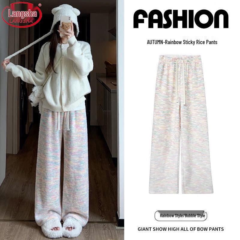 Langsha 2025 Women's Soft Draped High-Waist Wide-Leg Pants