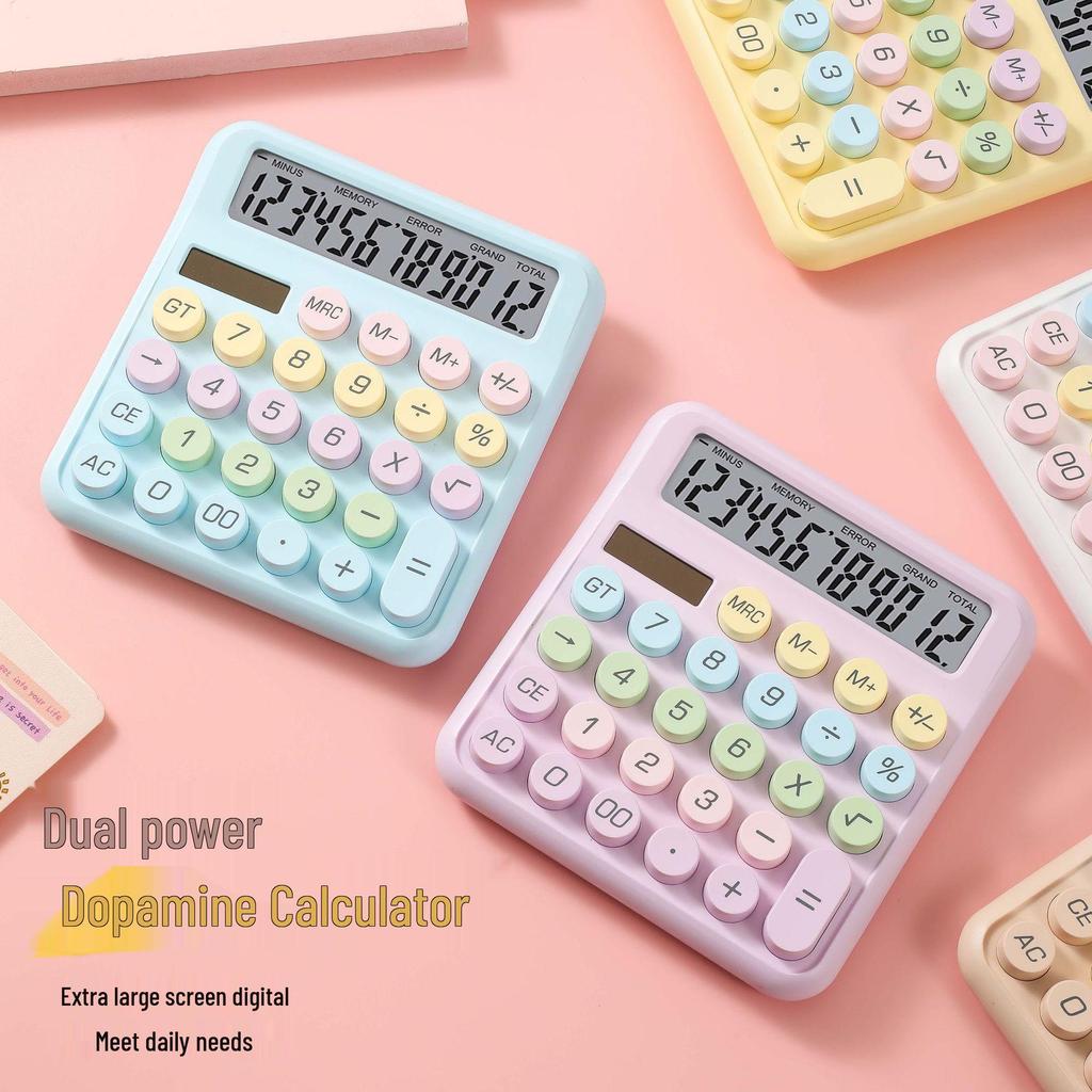 Dopamine Dual-Power Multifunctional Calculator: Stylish, Adorable, and Portable for Office and Desktop Use