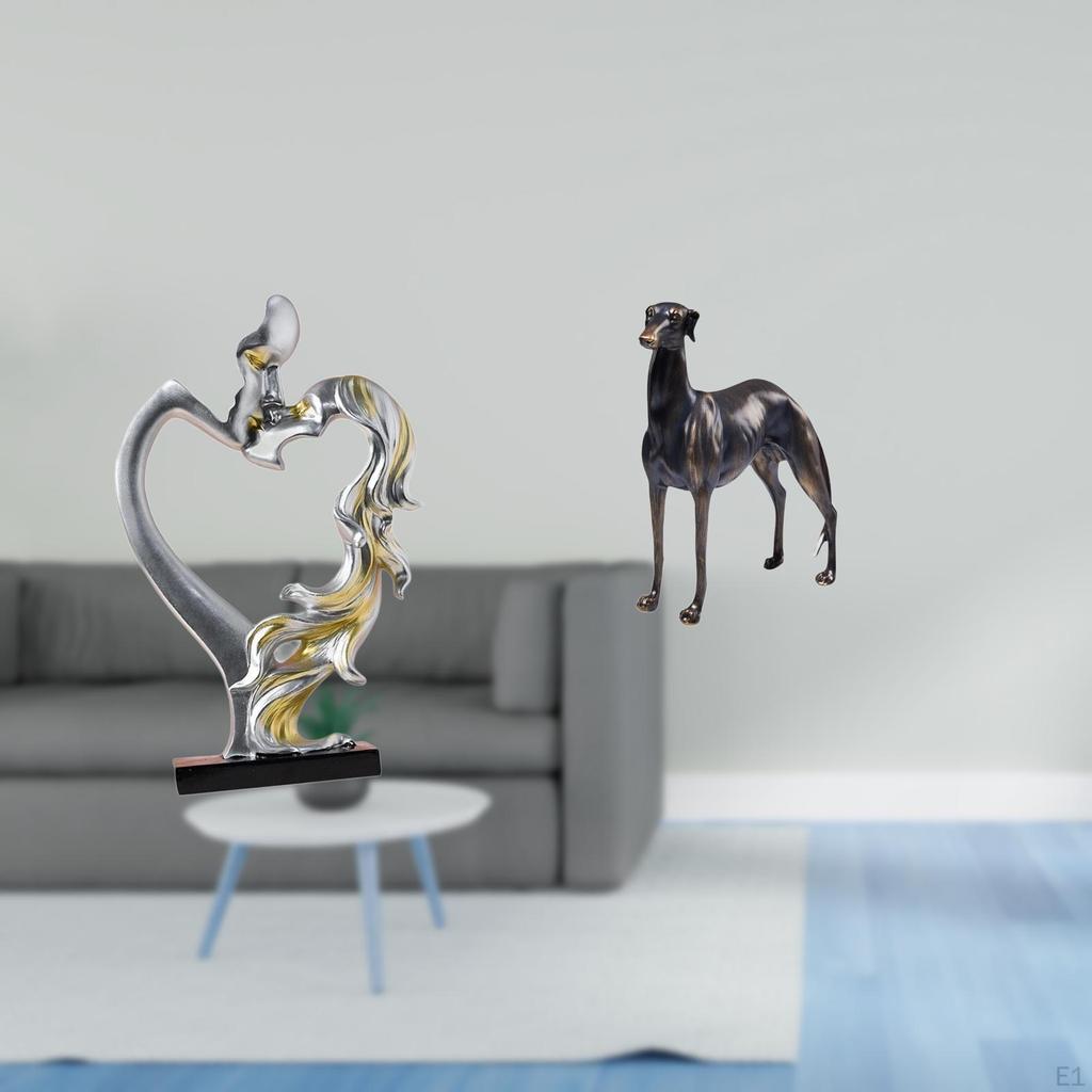 Romantic Greyhound Couple Figurine Statue for Bedroom And Living Room Decor Unique Collectible