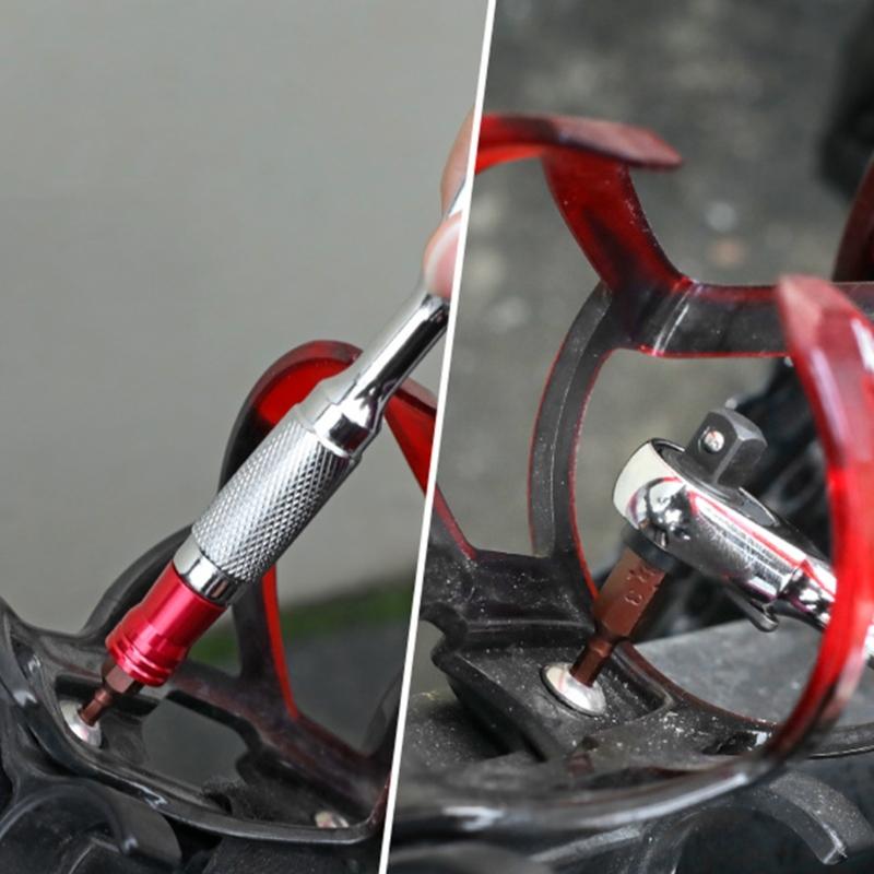 Double Ended Ratchet Wrench Tool Ergonomic Nonslip Handle 1/4" Drive Ratchet HandleFor Home Workshop Use