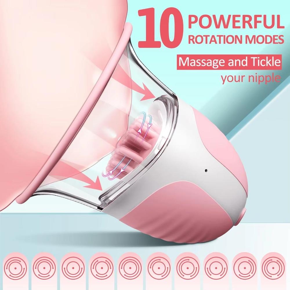 Weiblicher Brustvibrator Rotierende Vakuumpumpe Nippelstimulator mit Saugbecher Großer Kopf AV Brustmassagegerät Weiblicher Masturbator