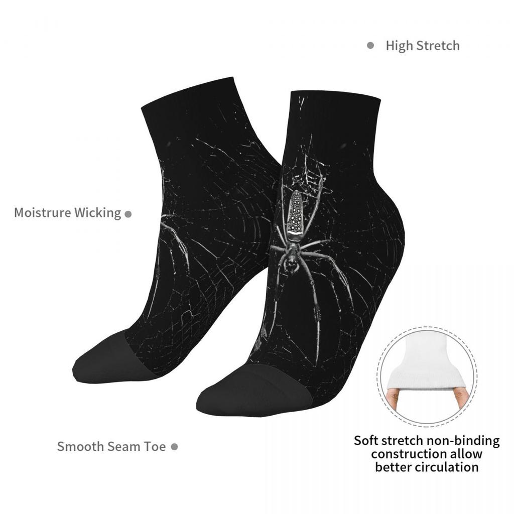 Silk Spinning Spider Scary Spider Ankle Socks Male Mens Women Summer Stockings Printed
