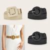 Minimally Designed Circular Buckle Decoration Women Casual Woven Waist Belt For Festival Outfits