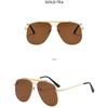 Women's sunglasses, men's and women's fashion large-frame double-beam metal sunglasses