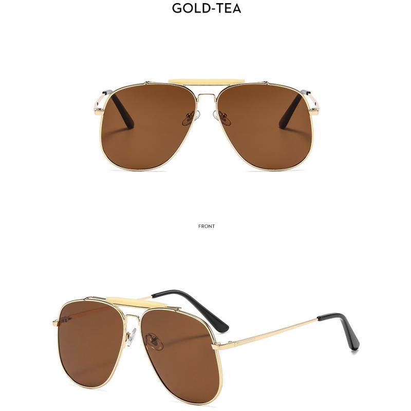 Women's sunglasses, men's and women's fashion large-frame double-beam metal sunglasses