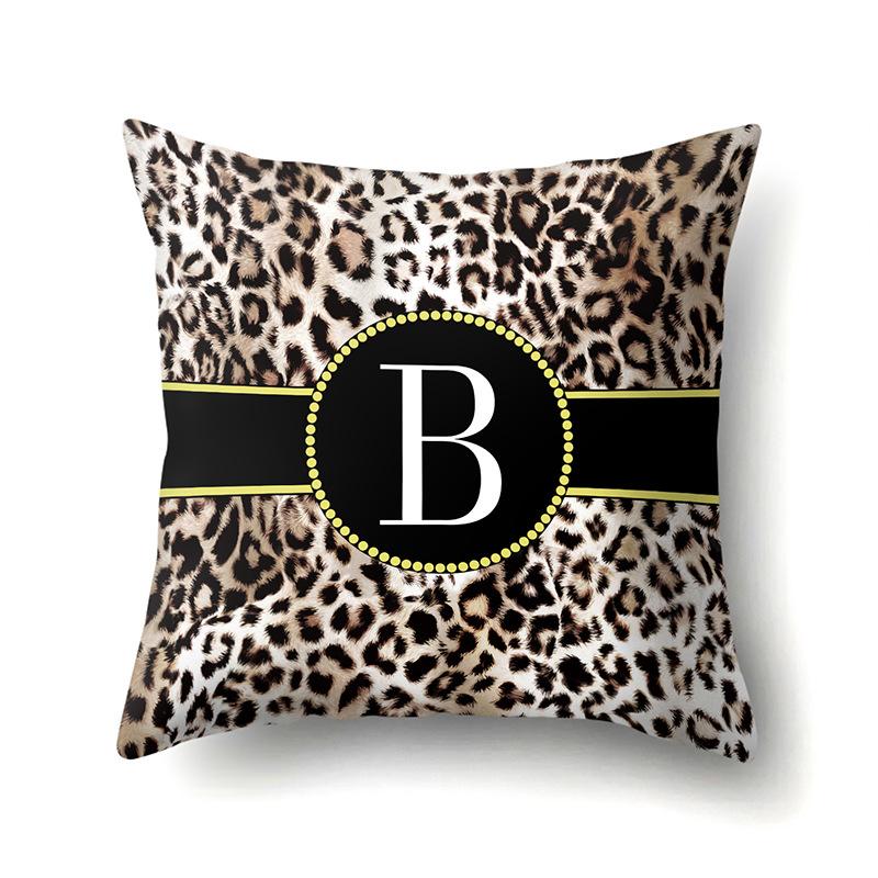 Polyester Pillow Case Decorative Leopard Print Home Furnishing 26 English Letter Printed Pillow Case