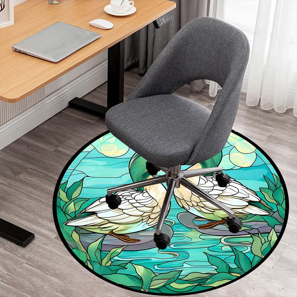 1pc Ducks Pond Round Chair Mat Office Area Rug - Non-Slip, Floor Mat for Office, Bedroom, Ideal Home Decor Gift C0112138