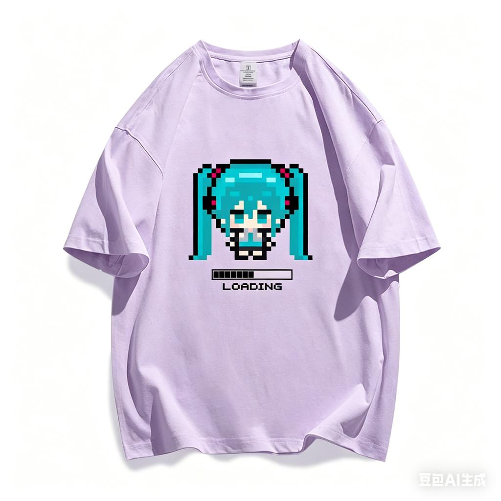 Hatsune Miku Miku Pixel Short Sleeve Adult Children's T-shirt Loose Half Sleeve Anime Creative Clothes
