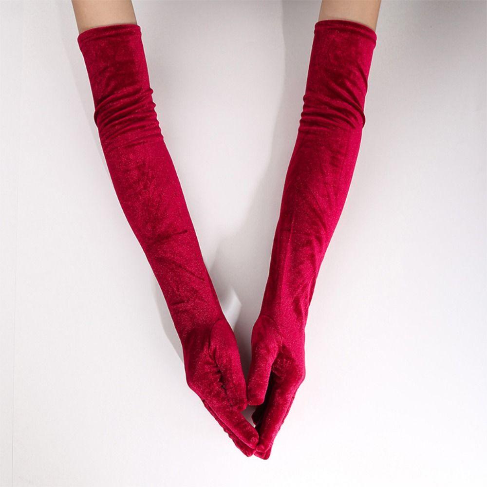 53cm Women's Fluffy Gloves Elegant Bride's Long Mittens Velvet Long Gloves  Dress-Up  Accessories