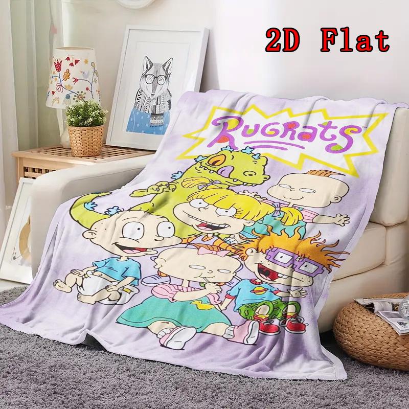 Rugrats 2D Flat Pattern Flannel Blanket High quality All Seasons Warmth and Comfort Perfect for Christmas Gifts.