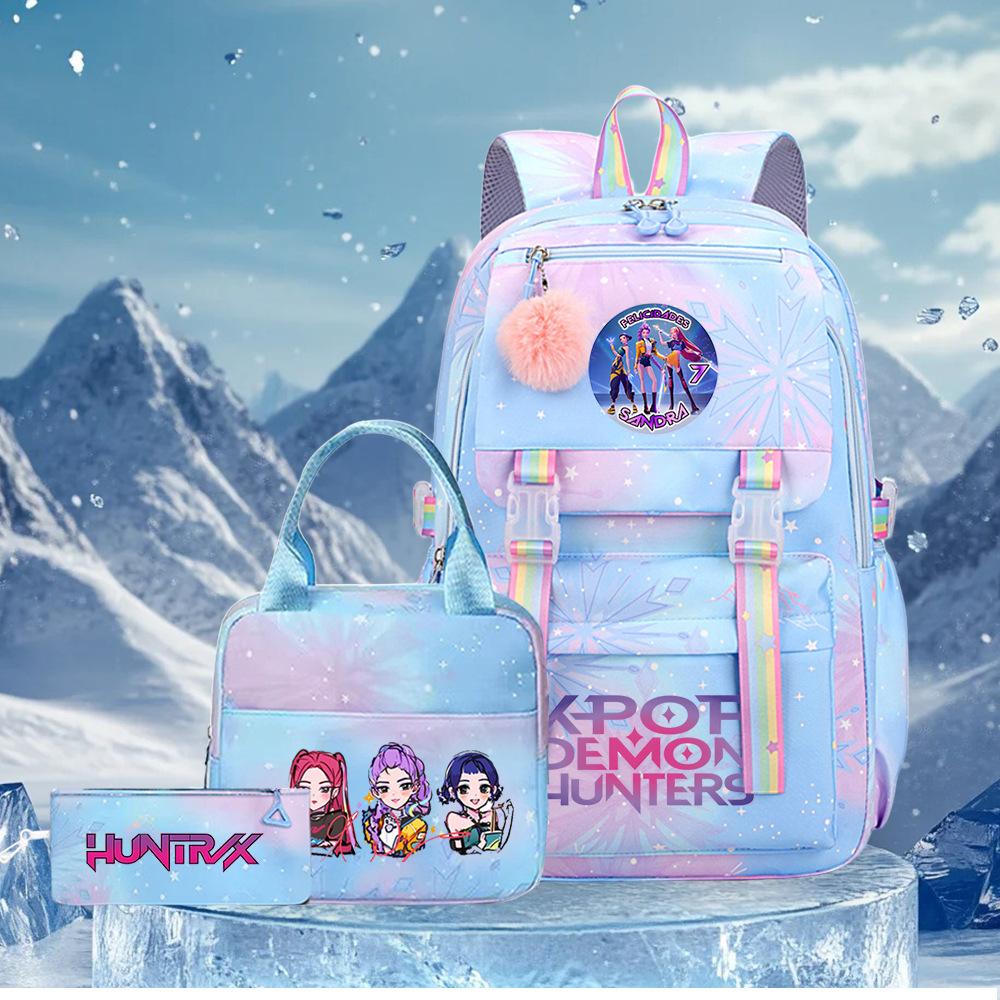 K-Pop Witch Hunters Cartoon Printed Student Pencil Bag Lunch Bag Three-Piece Backpack