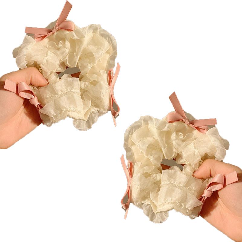 Sweet Mesh Lace Bow Hair Ring Women Ponytail Cute Scrunchie Fashion Hair Accessories