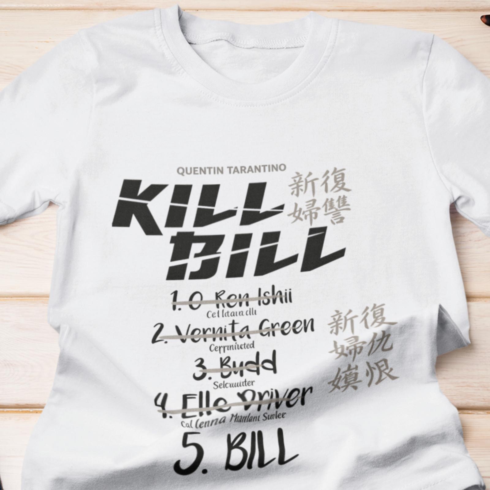 Kill Bill Movie Inspired T-Shirt List Five Targets Film Fan Graphic Tee 2XL