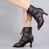 Dance Boots Women's Latin Salsa Stiletto Heel Lace-Up Boots for Tango Bachata Ballroom Party Performance Dance Shoes Heeled 7.5CM