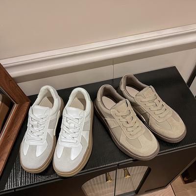 Spot éclair cheveux~ 2025 nouveau cuir de vache plateforme polyvalente chaussures de sport et de loisirs chaussures d'entraînement vent collège et moralité
