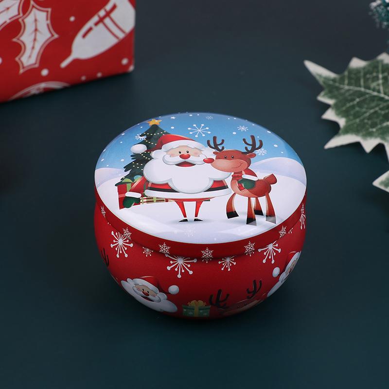 1Pcs Christmas Metal Tin Jars Coffee Tea Spice Candy Jewelry Storage Case Candle Making Containers Decorations Boxes