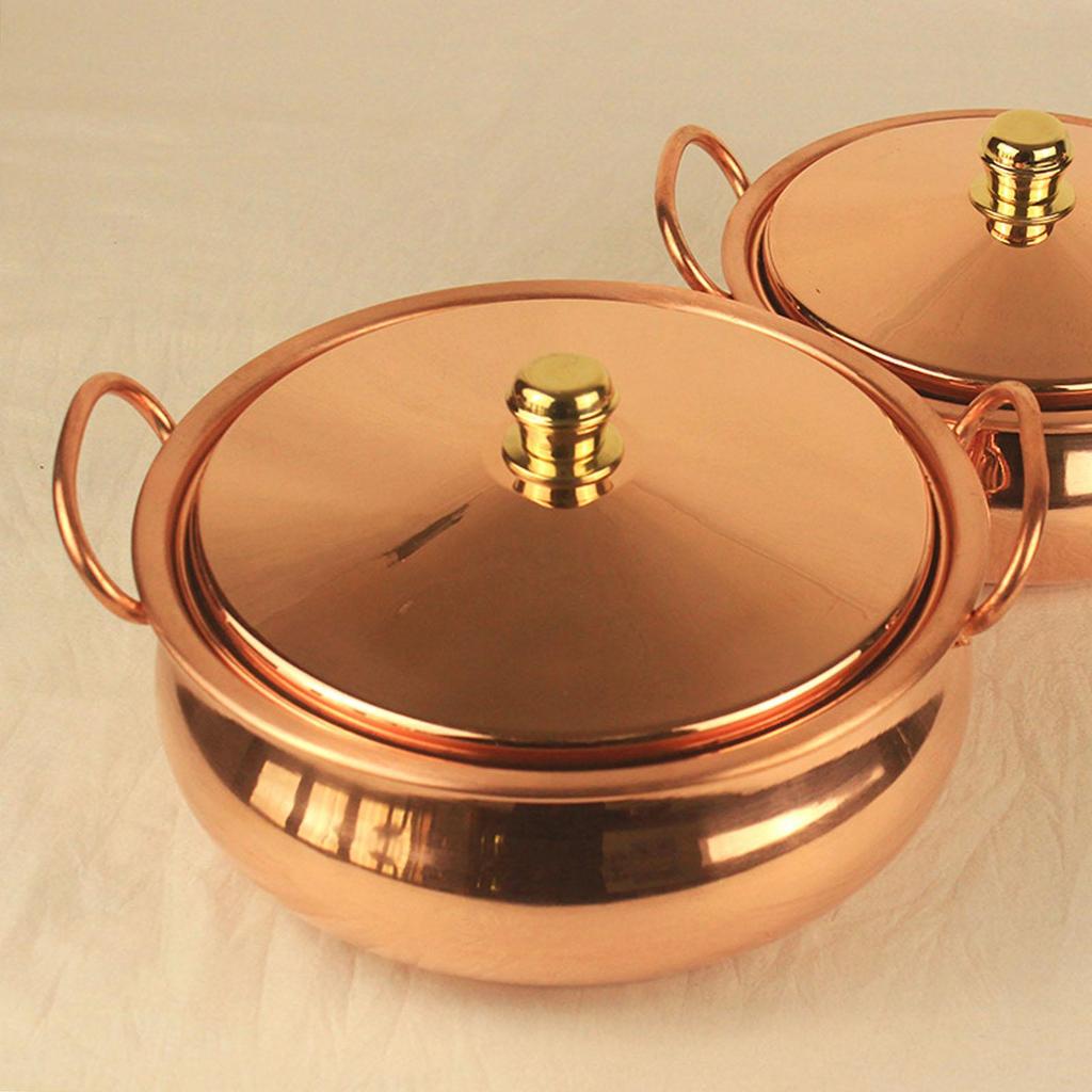 Pentola in rame, pentola da cucina, padella per stufato, realizzata a mano, elegante per piano cottura, induzione