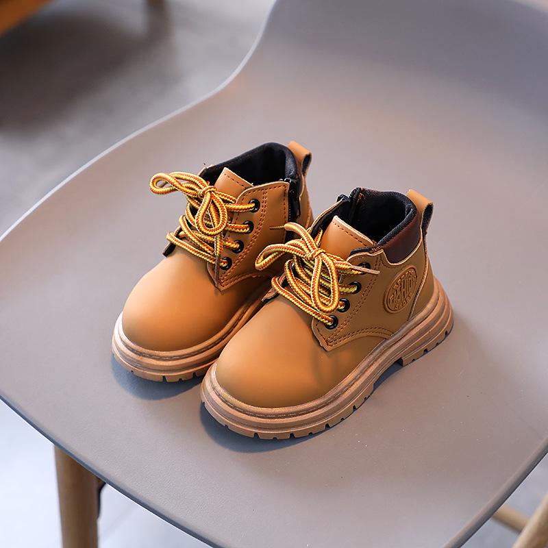 Children's Martin Boots - 2023 Autumn/Winter Collection: Girls' Versatile Yellow Boots & Boys' Retro British Style
