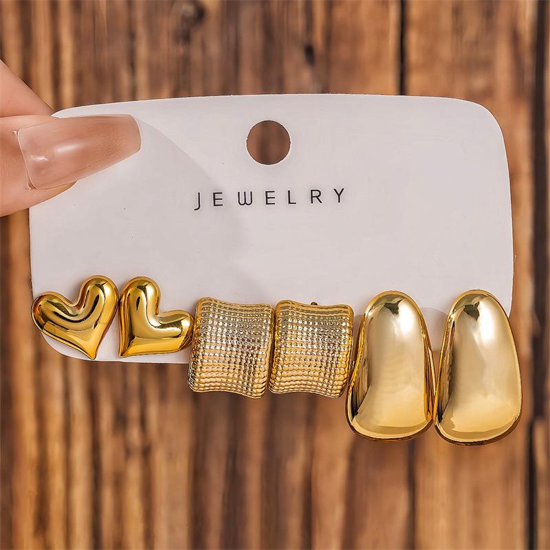 Европейский нишевый дизайн Набор серег-капель фасоли С-образной формы - 3 пары