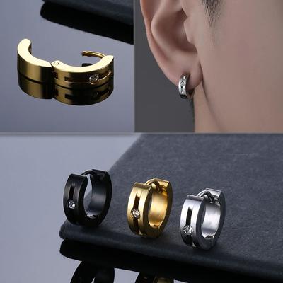 Promoção Imperdível Moda Brincos de Aço Inoxidável Brinco Geométrico Simples Coreano Para Tendência Mulheres Homens Joias