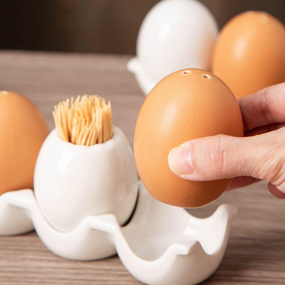 Mini Salt and Pepper Bottle Ceramic Seasoning Jar Creative Simulated Egg Spice Jar Set  Cooking