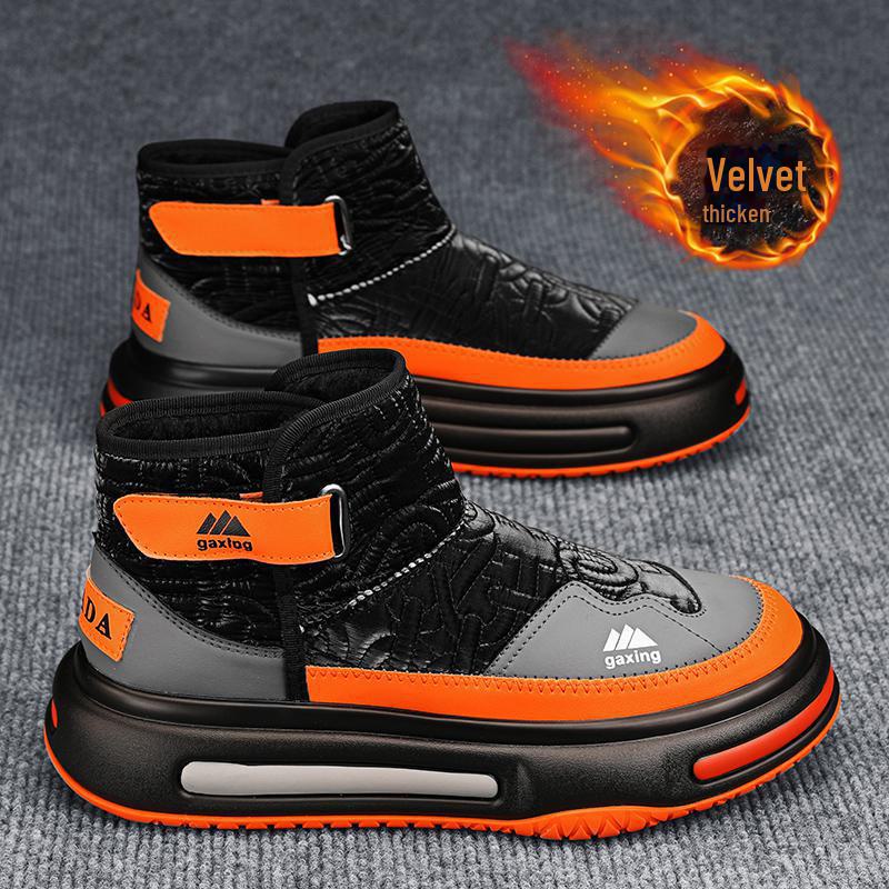 Мужские высокие зимние ботинки с бархатной подкладкой и морозостойким повседневным дизайном 41 оранжевыйчёрный 2980₽