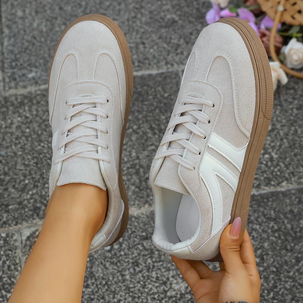 Fashion Women Tennis Sneakers Flats Ladies Fashion Mixed Colors Lace-up Vulcanized Shoes Women Spring Autumn Baotou Outdoor Sneakers