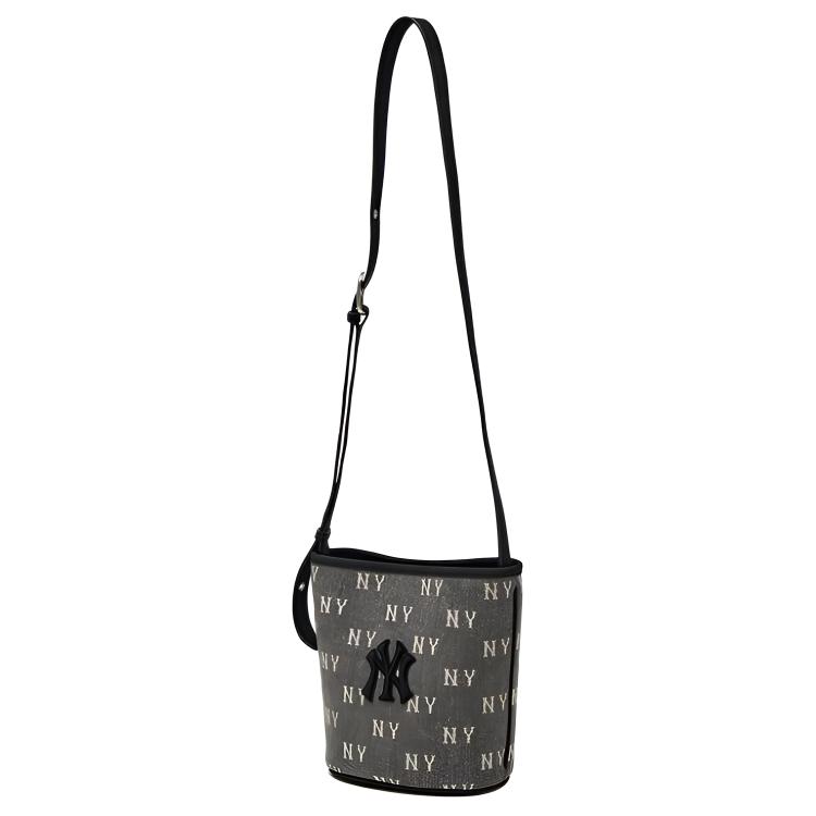 MLB New York Yankees 25FW Fashion Vintage Large Logo Cotton Synthetic Leather Bucket Bag Crossbody Bag Unisex bags Carbon-Gray 3ABMMV55N-50CGS
