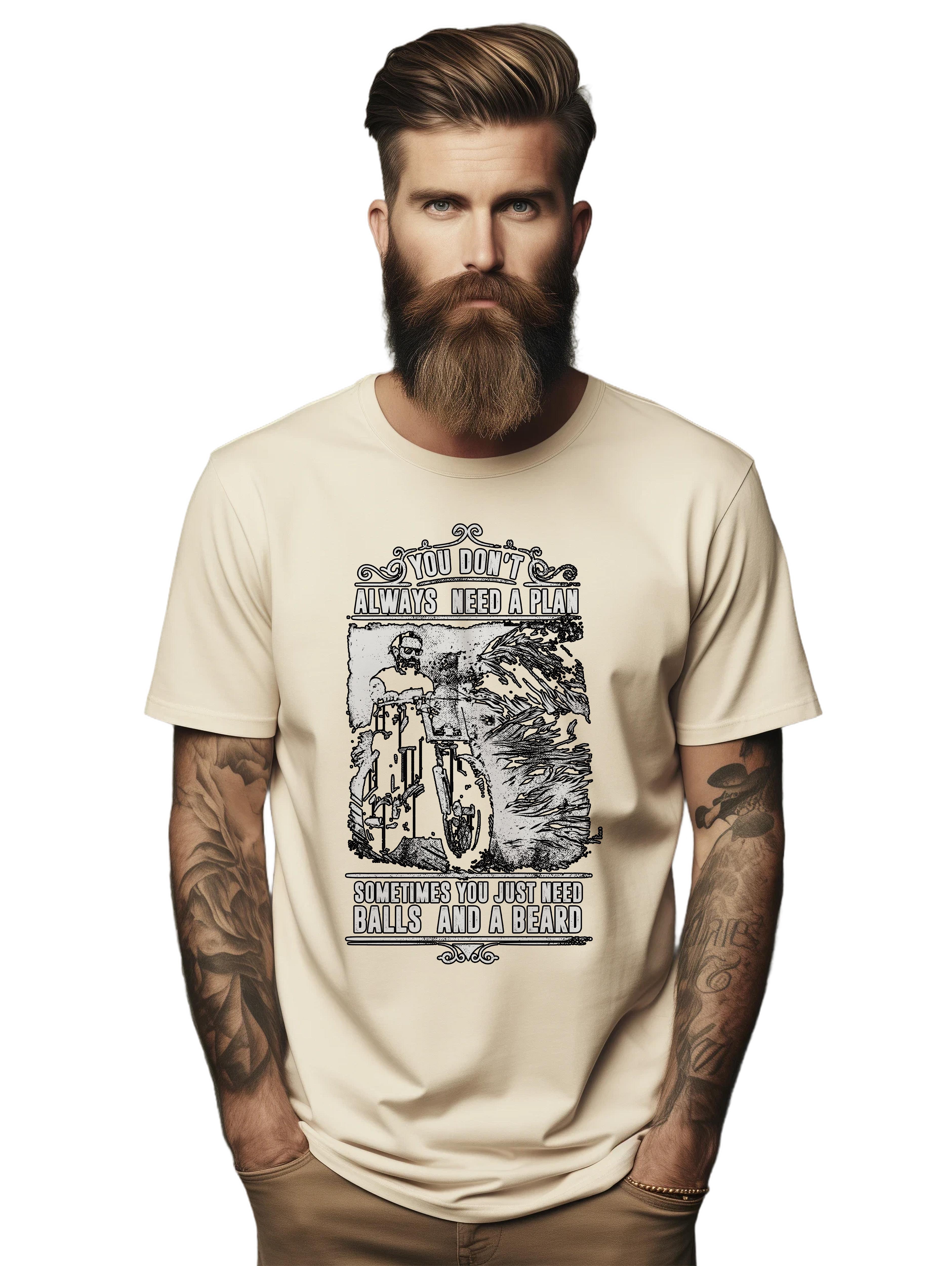 PrintBar Balls & Beard t-shirt and Manly cotton t-shirt Un XXL