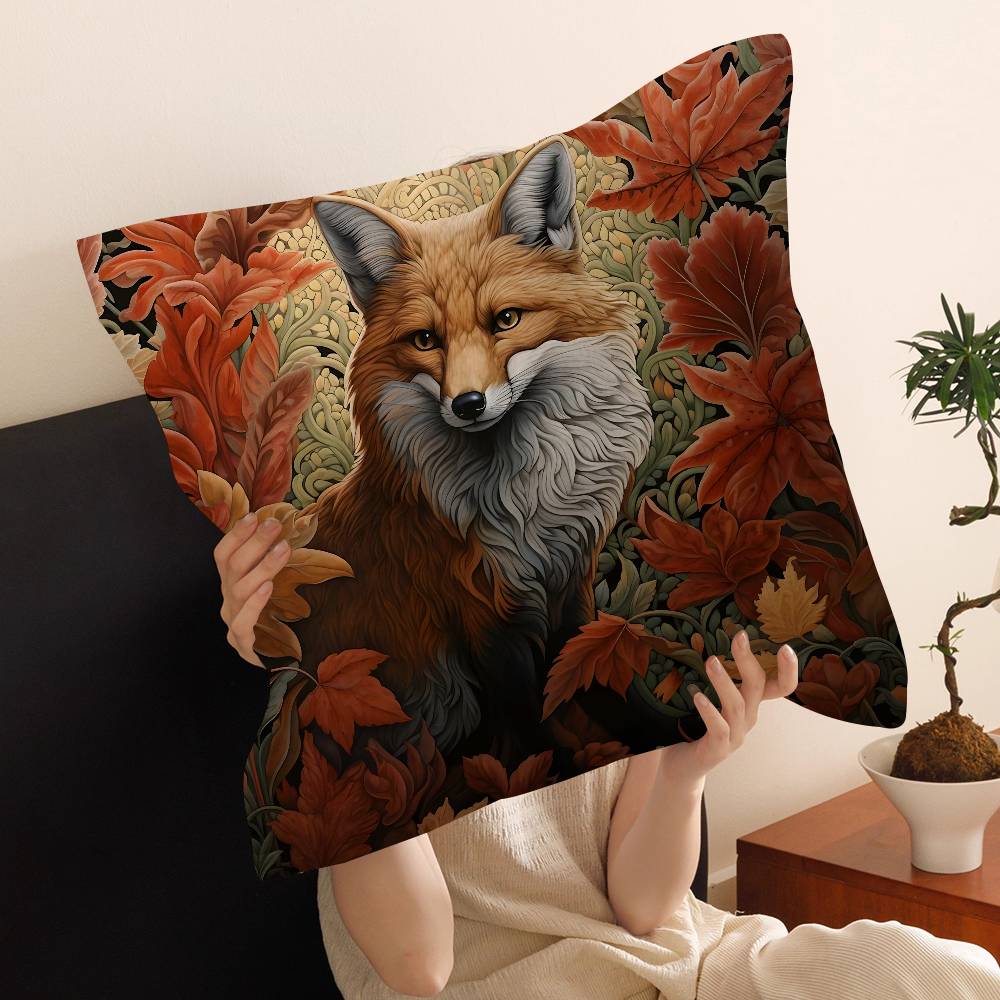 Anime Fox Printed Cushion Cover Inches Farmhouse Decor Home Throw Pillow Covers for Couch Decorations