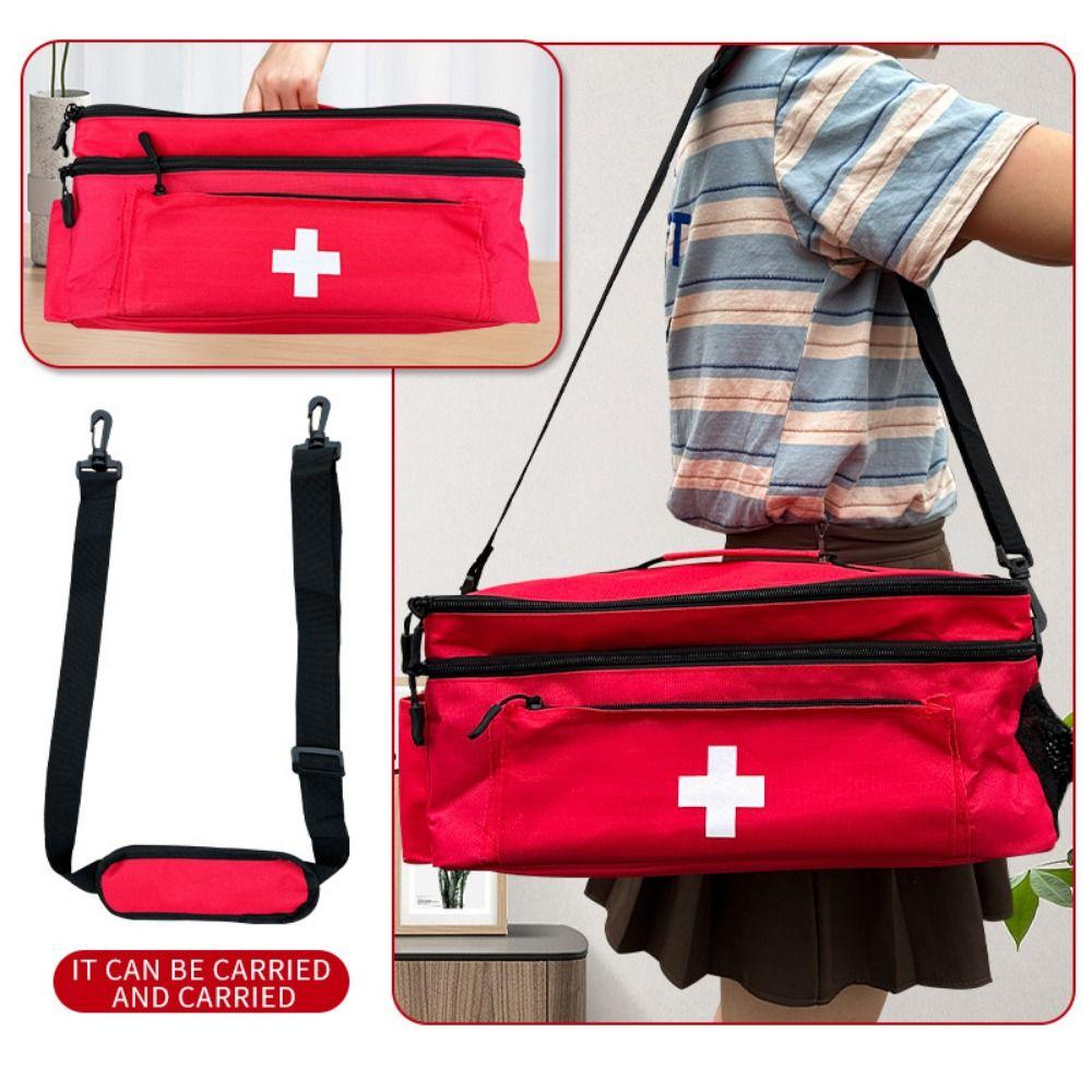 

with Adjustable Straps Portable Medicine Bag Double Zipper Travel Medication Case Outdoor червоний