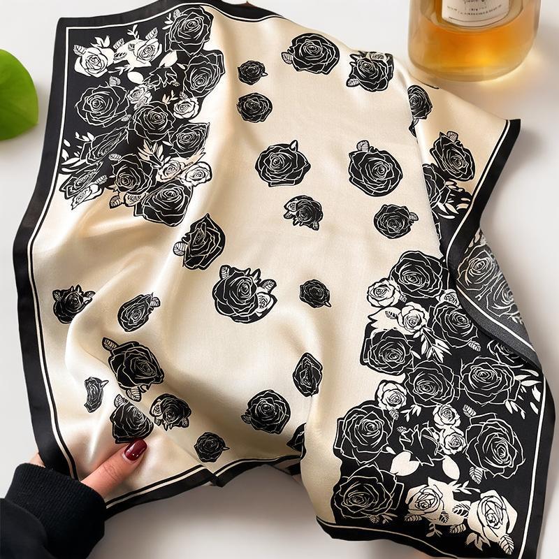 Women's Vintage Paisley Faux Silk Scarf: Versatile Headband, Hair Tie, Bag Accessory for Spring & Autumn.