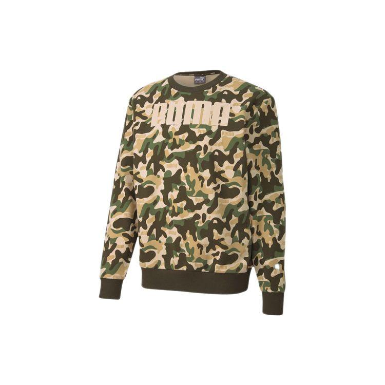 

Puma Rebel Camo Logo Print Crewneck Sweatshirt Men Sweatshirt Dark-Green 582776-80 XL