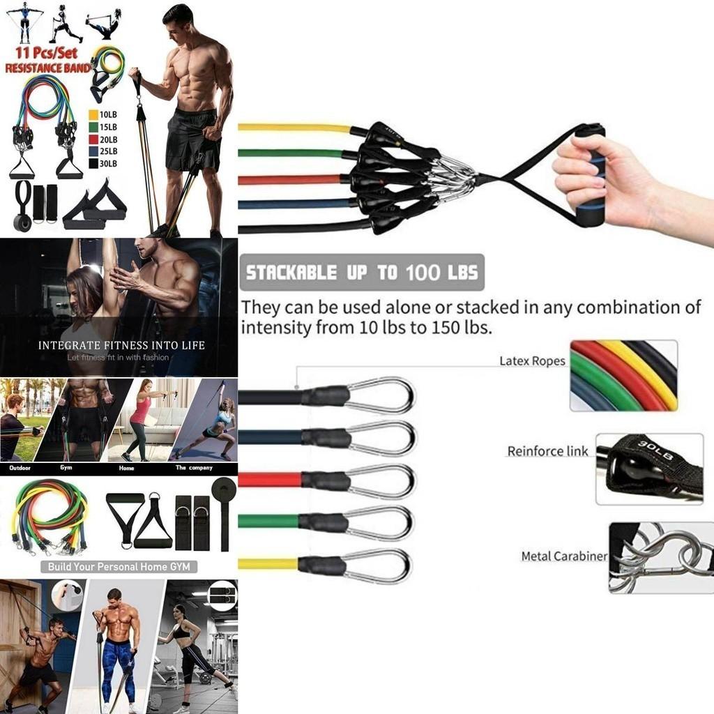 Vielseitiges 11-teiliges/Set Widerstandsbänder Übungs-Gummischläuche für Heim-Fitnessstudio-Training
