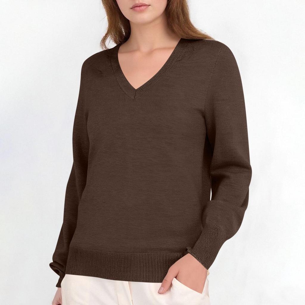 European Casual V-Neck Pullover for Women - 2025 Autumn/Winter Collection